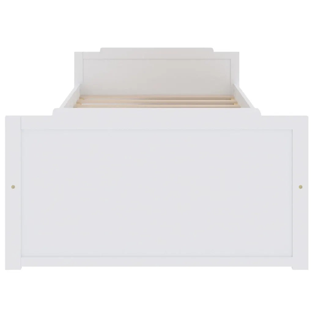 Giroletto Bianco con Cassetti Legno Massello di Pino 90x200cm 322160