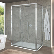 Box doccia 3 lati 80x150x80 cm con porta scorrevole in vetro trasparente Ted