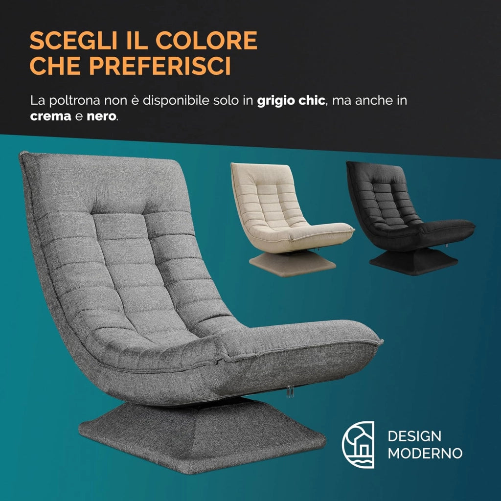 ® Poltrona Relax da Lettura con Schienale Regolabile 360° Pieghevole Portata 150kg 60x105x87cm Sedia da Pavimento Imbottita Salotto Gaming
