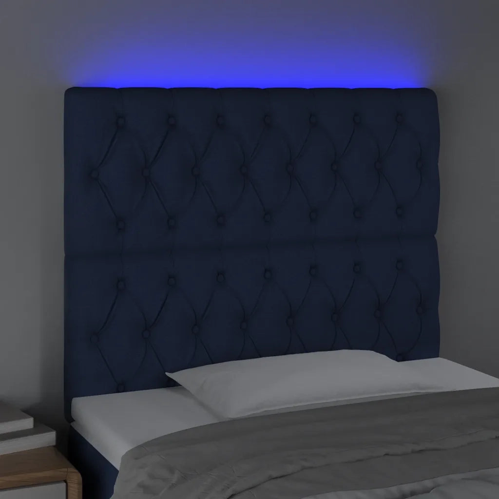 Testiera | Testata a LED Blu 100x7x118/128 cm in Tessuto