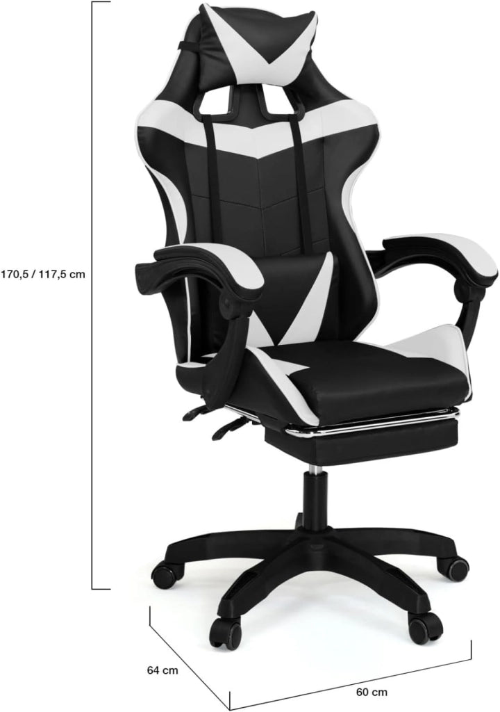 Sedia gaming, sedia ufficio nero e bianco ALEX