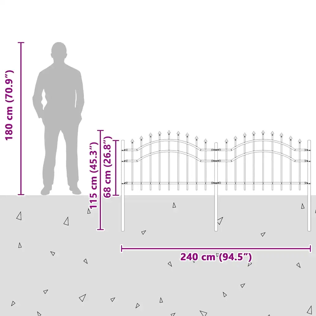 vidaXL Recinzione per Giardino Grigio 115 cm