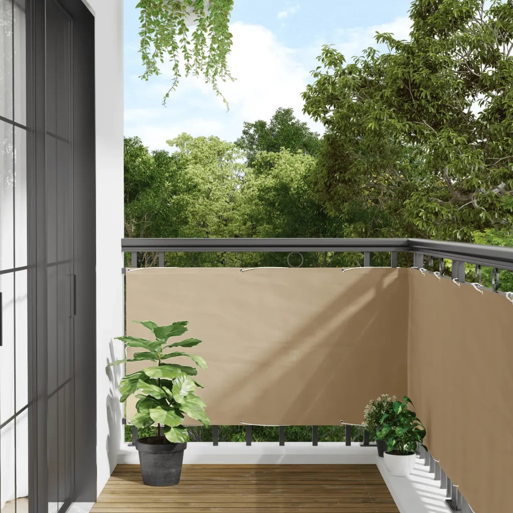 Paravento da Balcone in Tessuto Oxford 75x400 cm Beige 42332