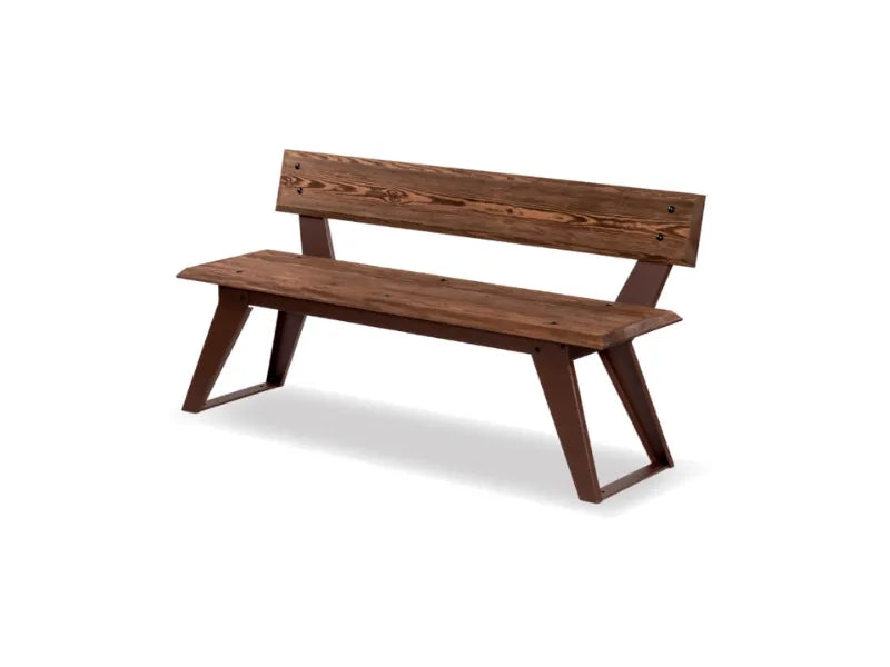 Panca Saké 233 legno metallo schienale 150x43x73h Giochipark zincata verniciata - Corten/Marrone