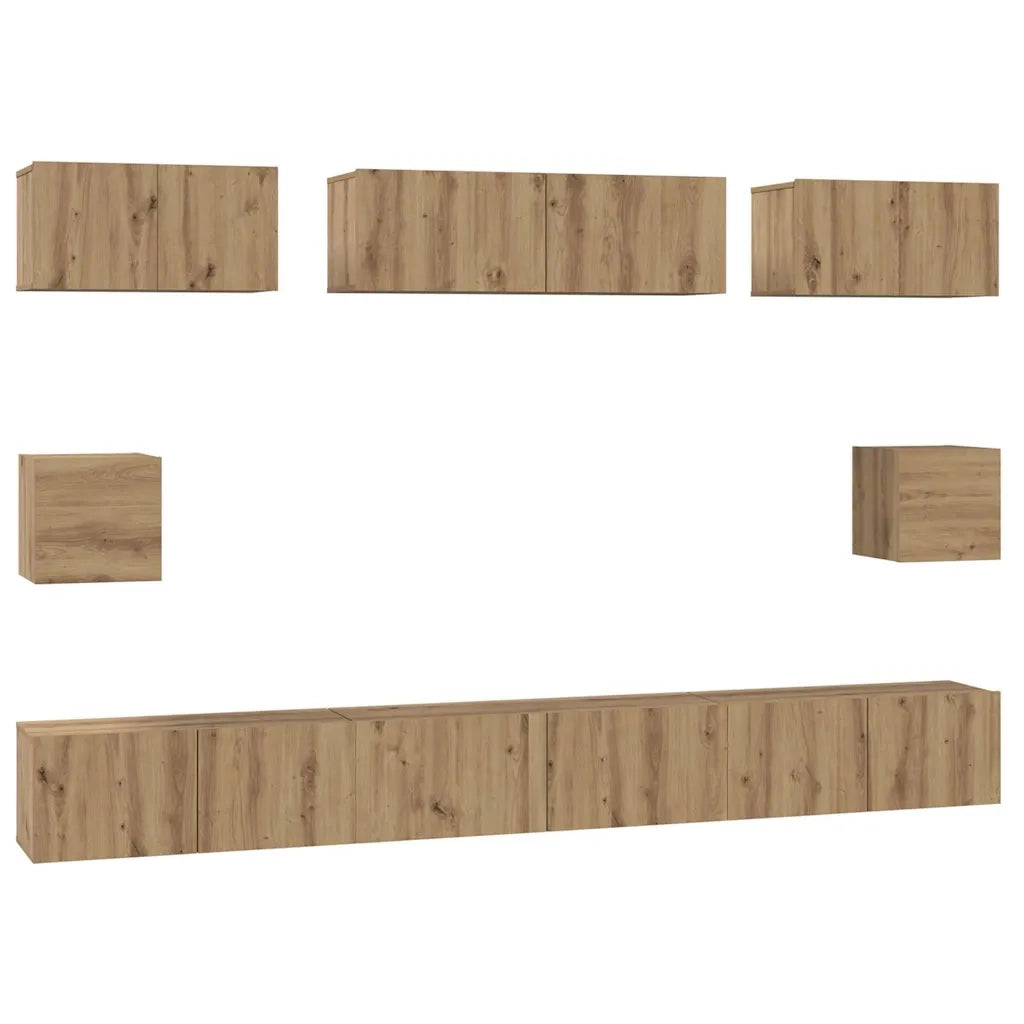 vidaXL Set di mobili TV 8 pcs rovere artigianale Legno multistrato