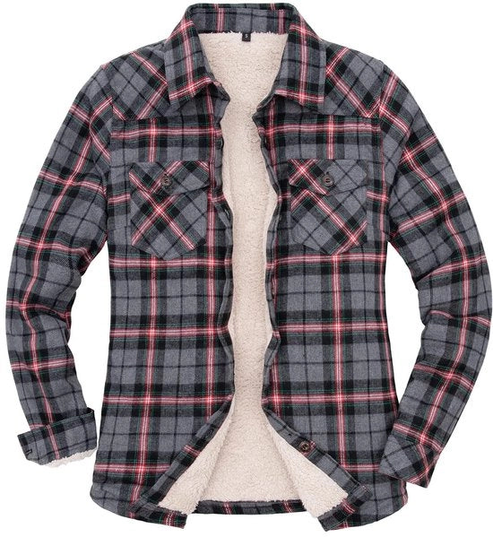 Giacca da donna con imbottitura a Sherpa - Flanell - Disegno a stella - Giacca da inverno - Ideale per attività all'aperto