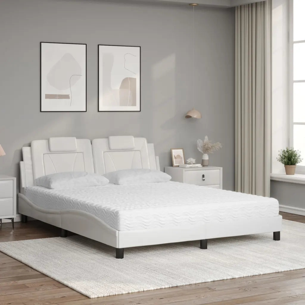 Letto Viana con Materasso Bianco 160x200 cm in Similpelle