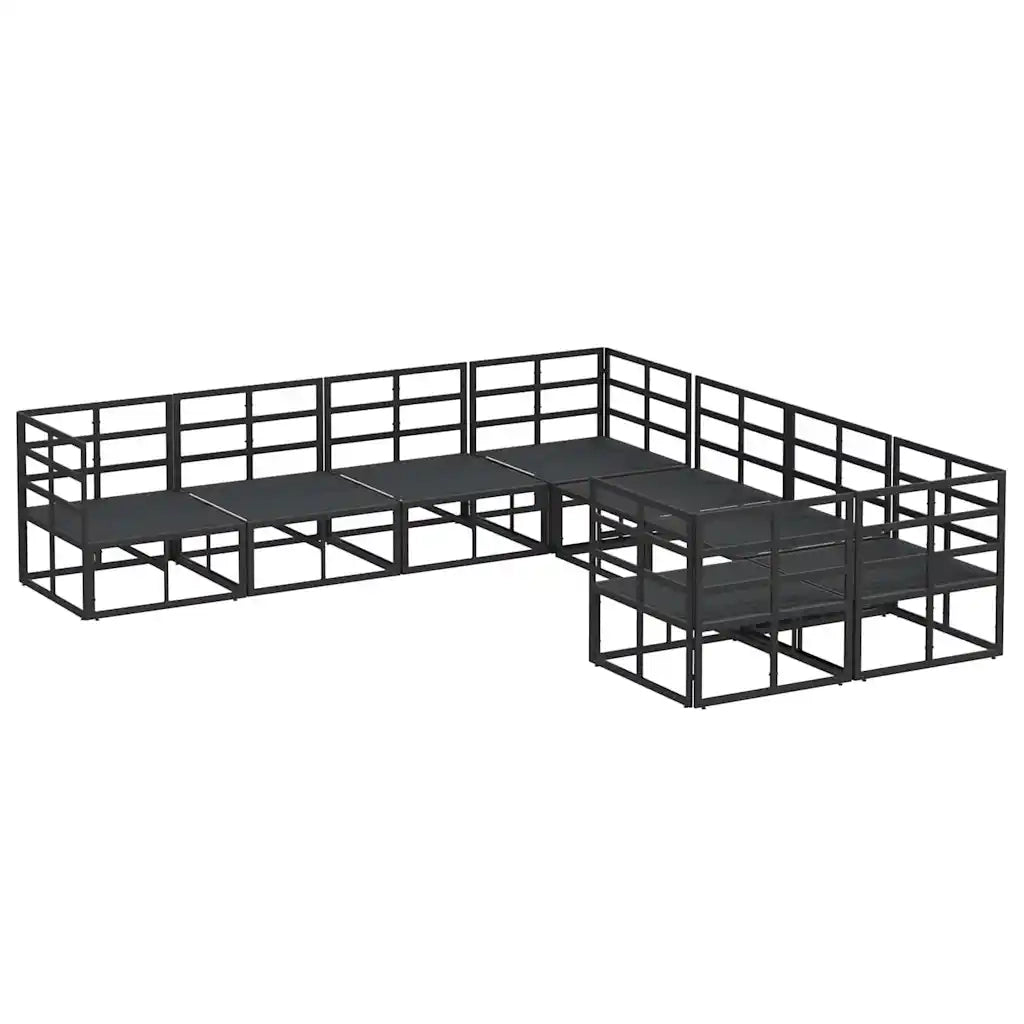 vidaXL Set Divano da Giardino con cuscino 8 pcs Nero Alluminio