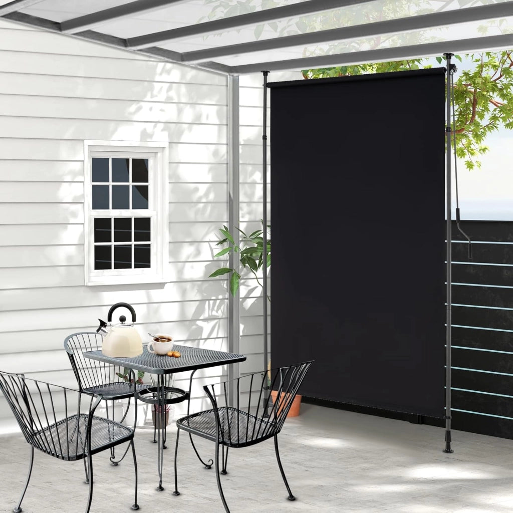 Tenda da Sole Verticale 150/200/250 cm, Tenda da Sole per Esterno Regolabile in Altezza con Manovella senza Foratura, Schermo per Privacy per Balcone, Piscina e Giardino (150 cm)