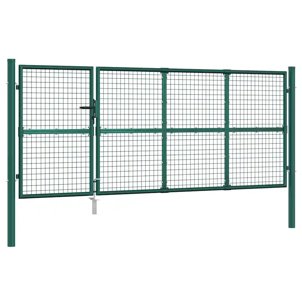 Cancello da Giardino in Rete Verde 350x125 cm in Acciaio Zincato 154534