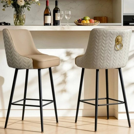 Set di 2 Sedie da Bar con Regolazione di Altezza - Rotativa - Comfortevole - Per Cucina e Salotto