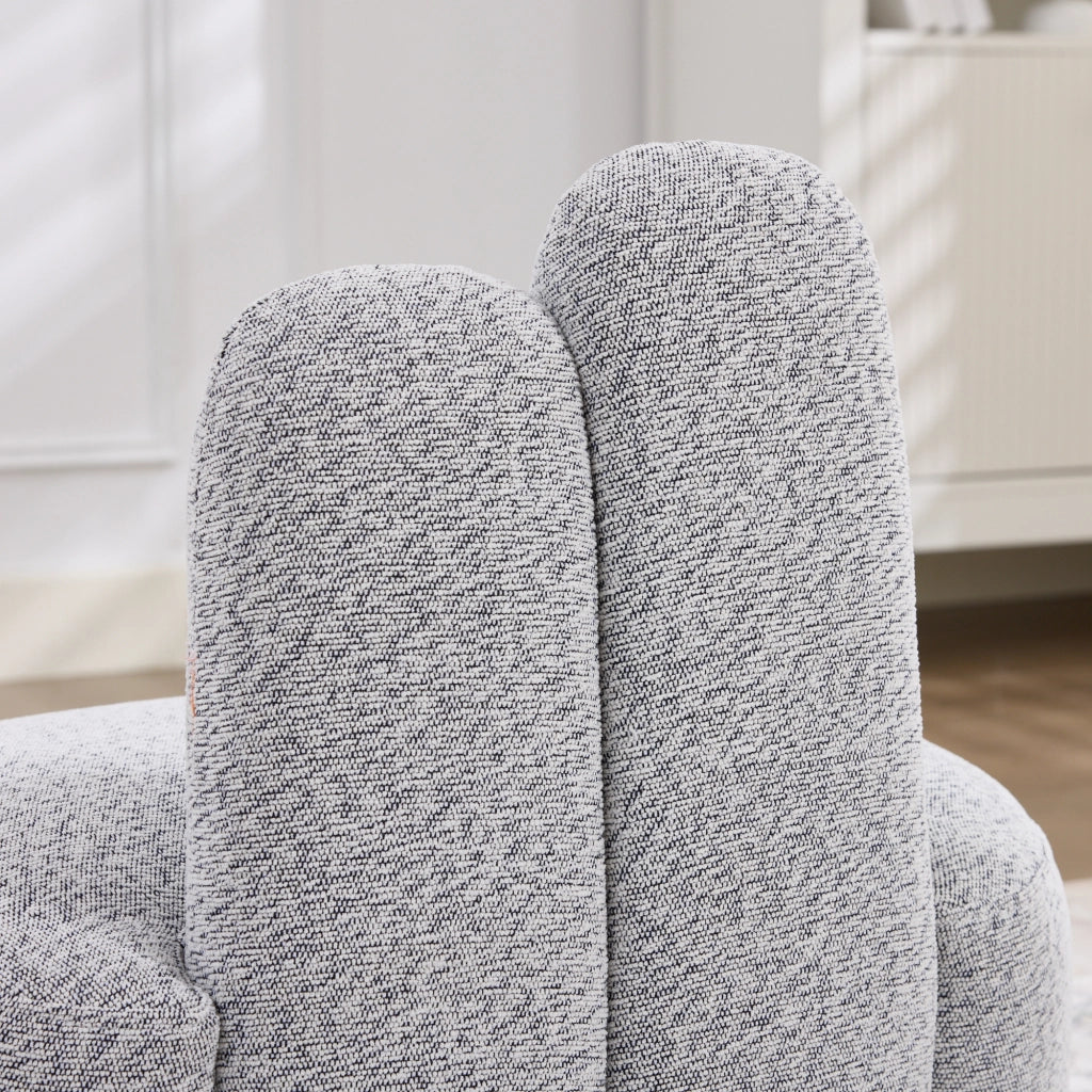 POUF imbottito a forma di coniglio in tessuto grigio antico bianco