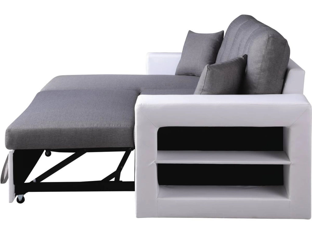 Divano ad angolo "Axel" trasformabile / reversibile - 3 posti - Bianco / Grigio