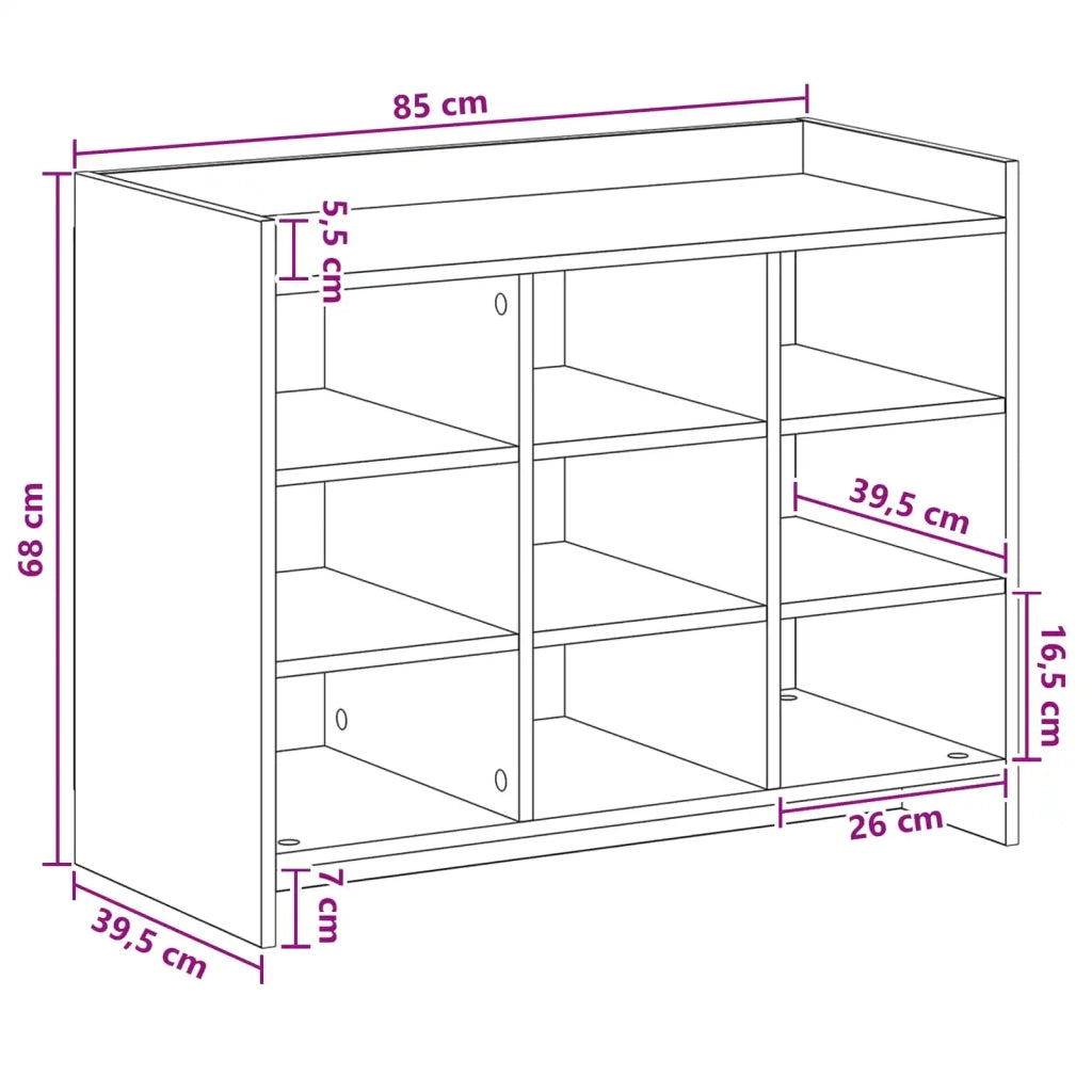 Mobile per scarpe Rovere Fumo 85 x 39,5 x 70 cm 8011367