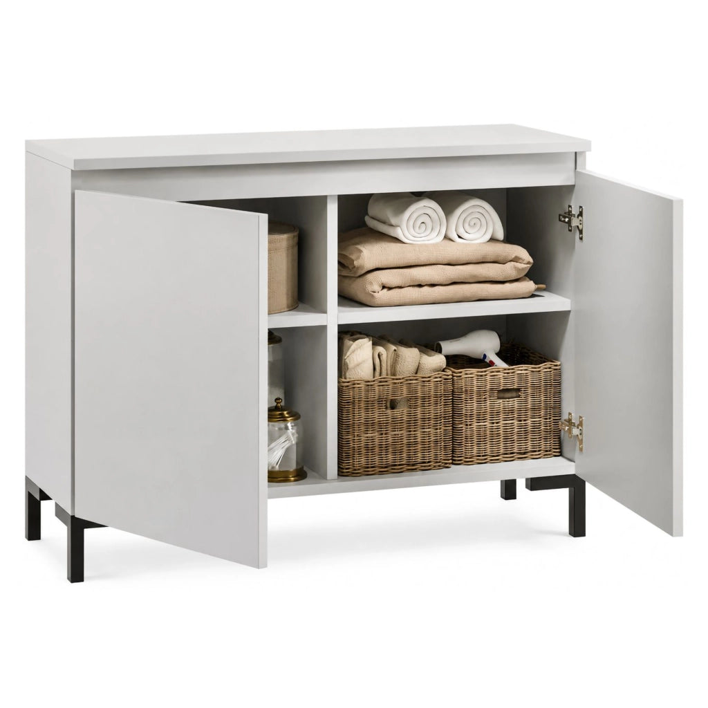 Madia Mimakasa, Credenza 2 Ripiani Made in Italy, 100x37x75h cm Grigio Chiaro