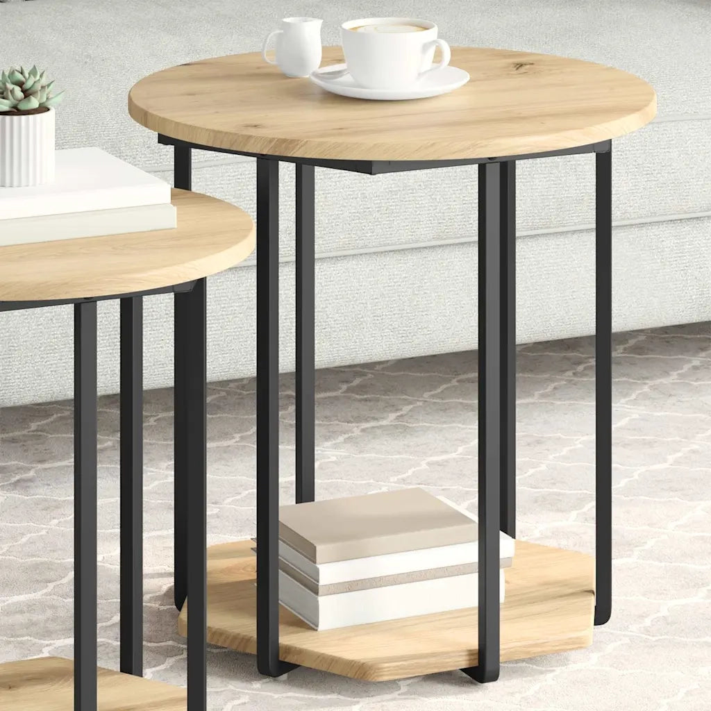 Set tavolini con lo scaffale 2 pcs Marrone 869719
