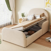 LETTO Polsterbett 90x200 cm con vano contenitore idraulico in velluto beige
