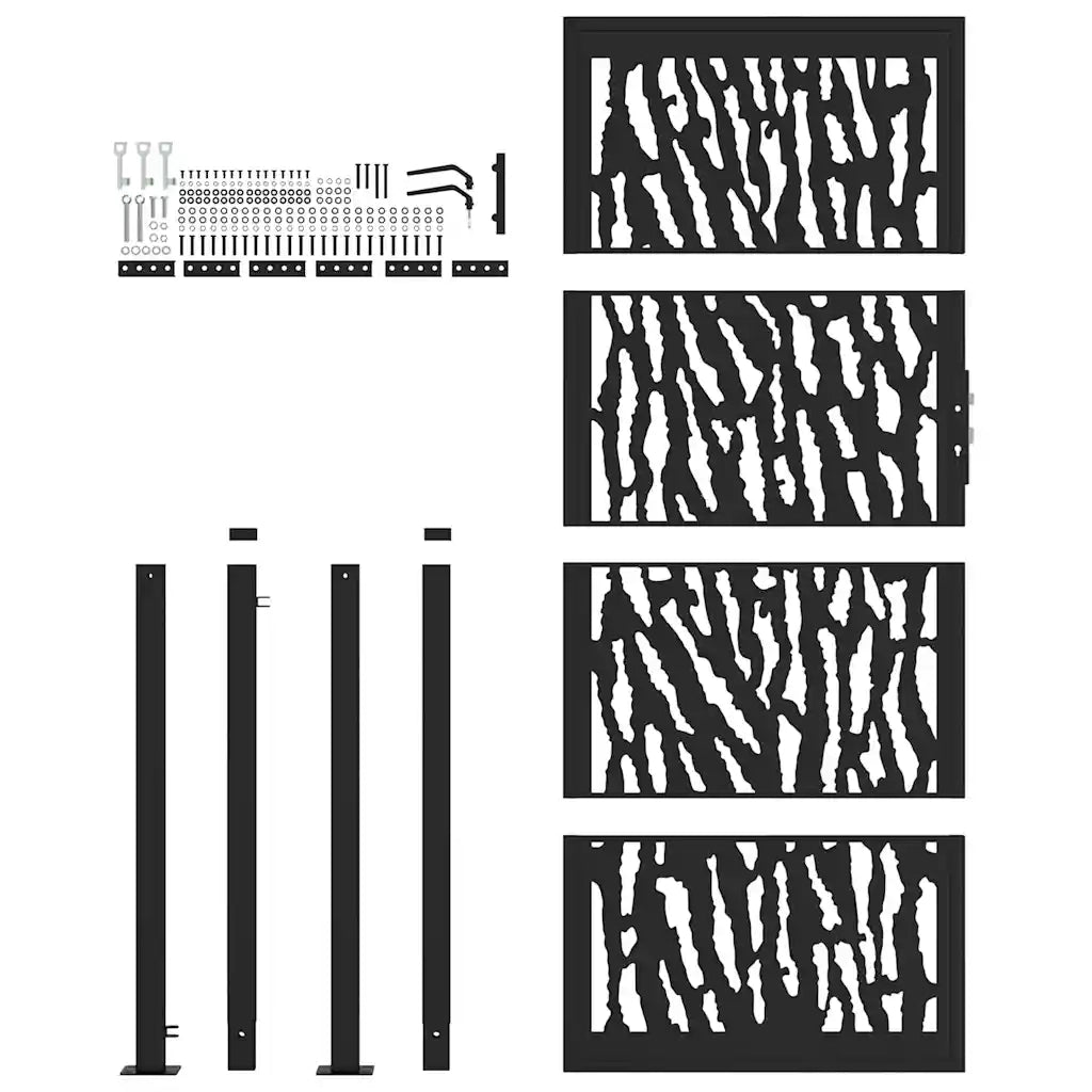 Cancello da giardino nero 100x200 cm in acciaio con design a traliccio 4100983