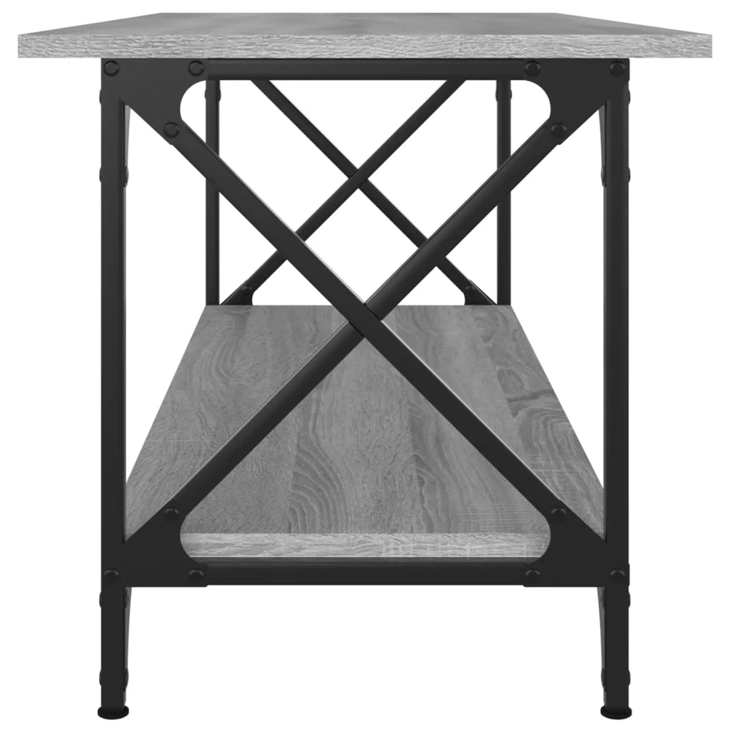 Tavolino Grigio Sonoma 100x45x45cm in Legno Multistrato e Ferro 823315