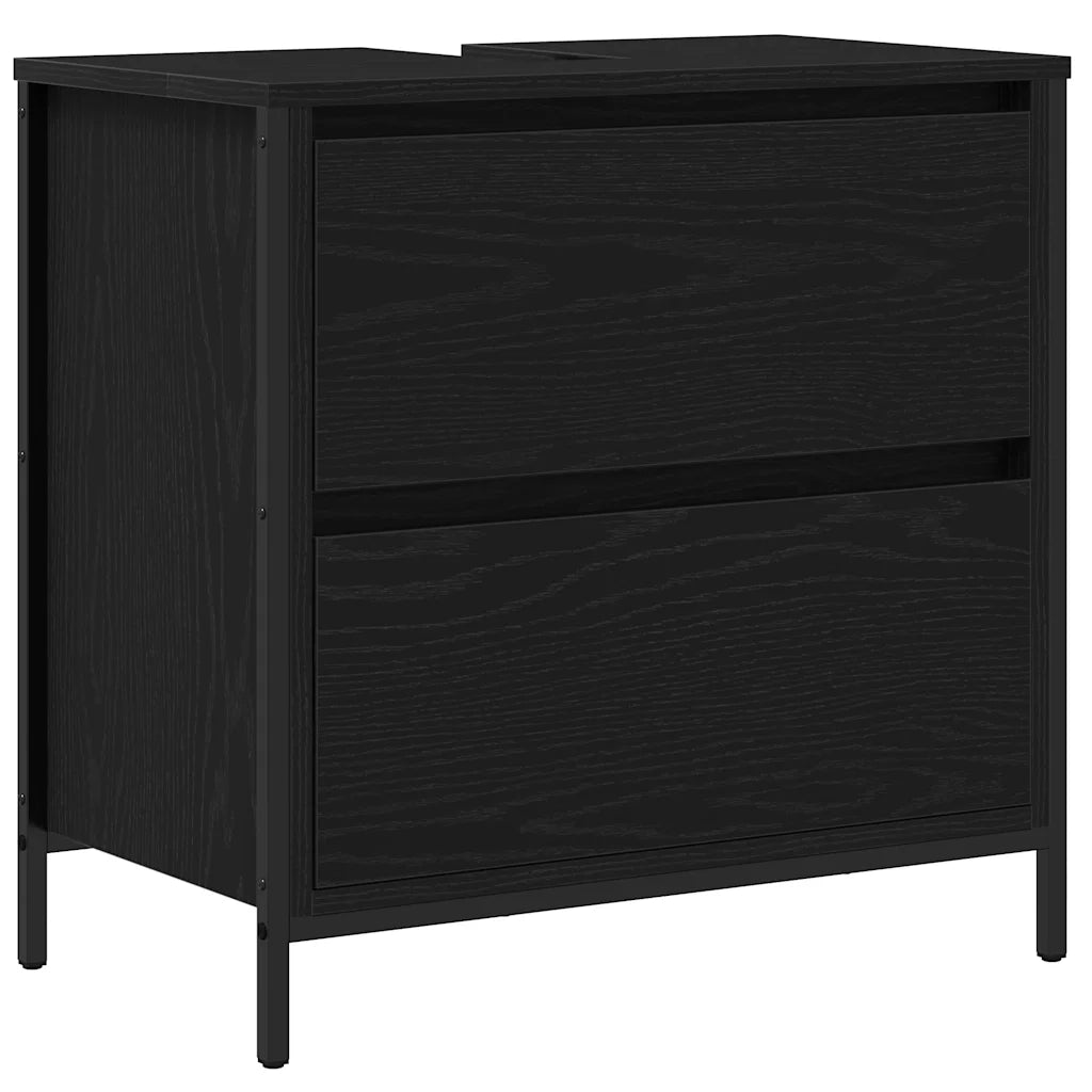 vidaXL Set Mobili da Bagno 2 pz Rovere Nero in Legno Multistrato