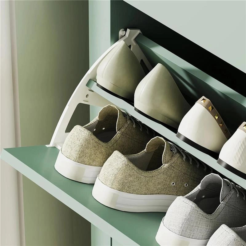 SCARPIERA SLIM 2 CASSETTI PER 14 PAIA DI SCARPE TAGLIA EU44 E RIPIANI REGOLABILI 80X24X95.5 CM VERDE