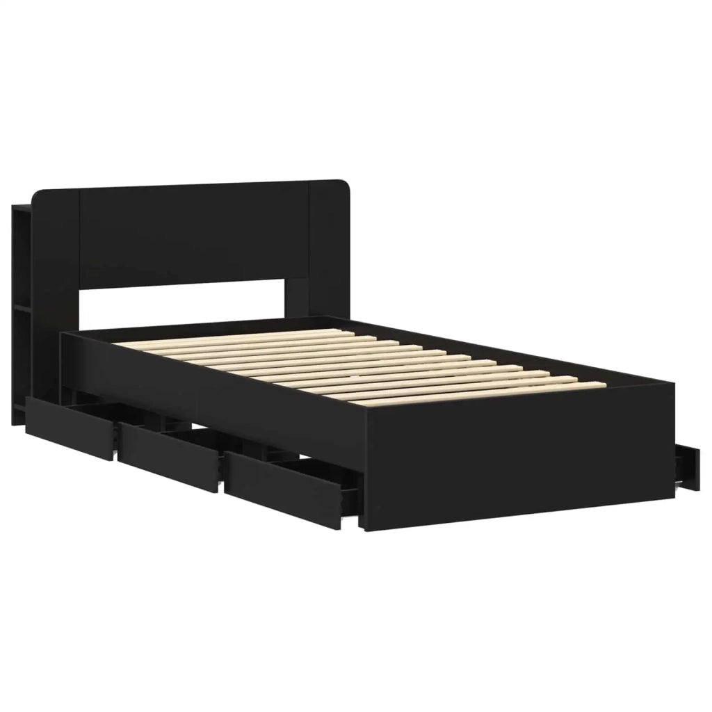 Telaio del letto con storage con testiera Nero 75 x 190 cm 3433906