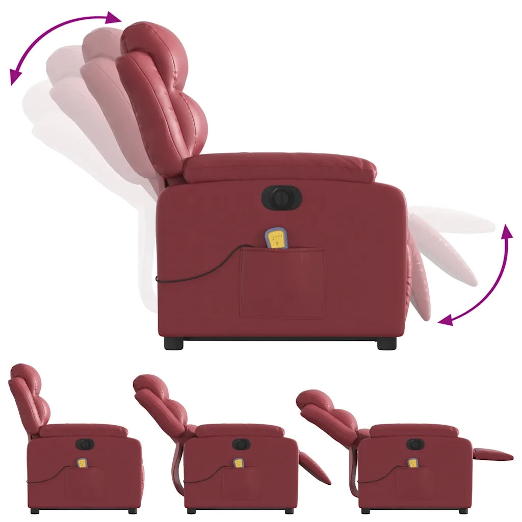 vidaXL Poltrona Alzapersona Reclinabile Rosso Vino in Similpelle