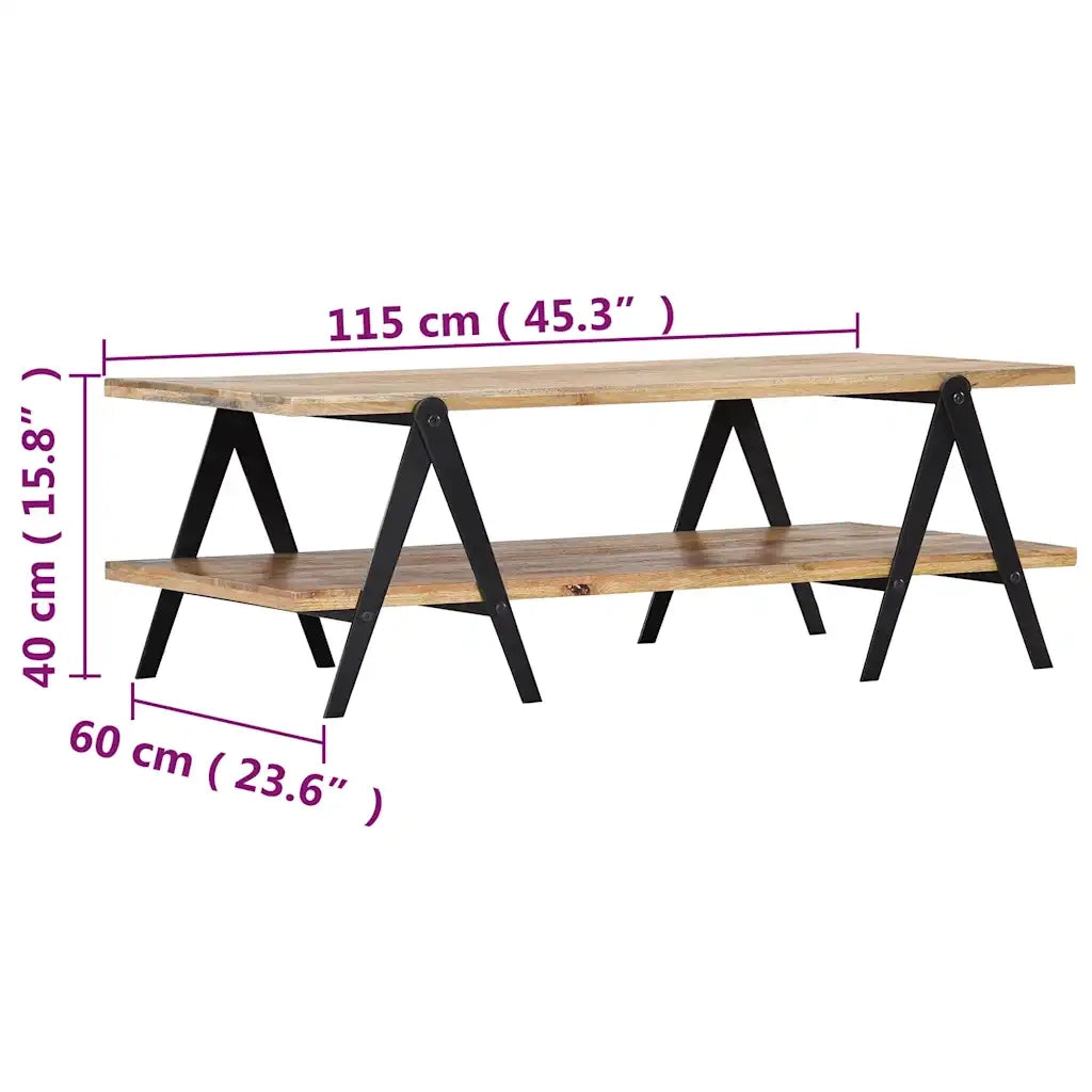 Tavolino da CaffÃ¨ 115x60x40 cm in Legno Massello di Mango cod mxl 66842