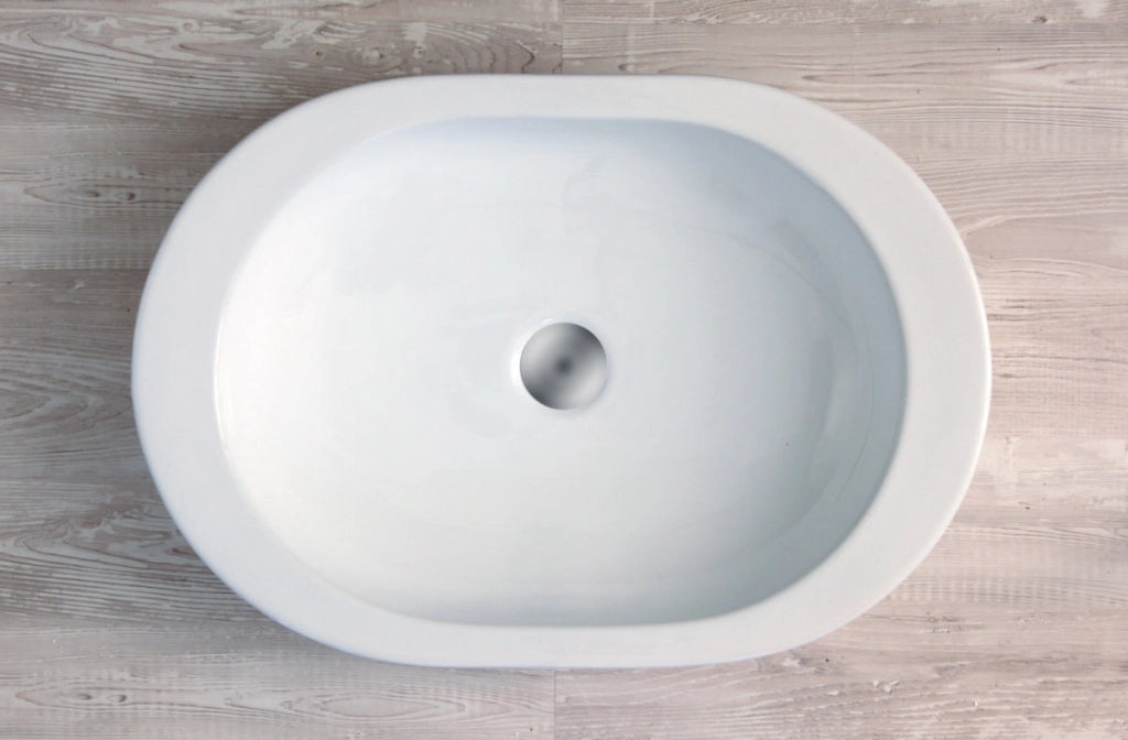 Lavabo da appoggio senza troppo pieno 59x42x9,5cm Bianco Mues Smail