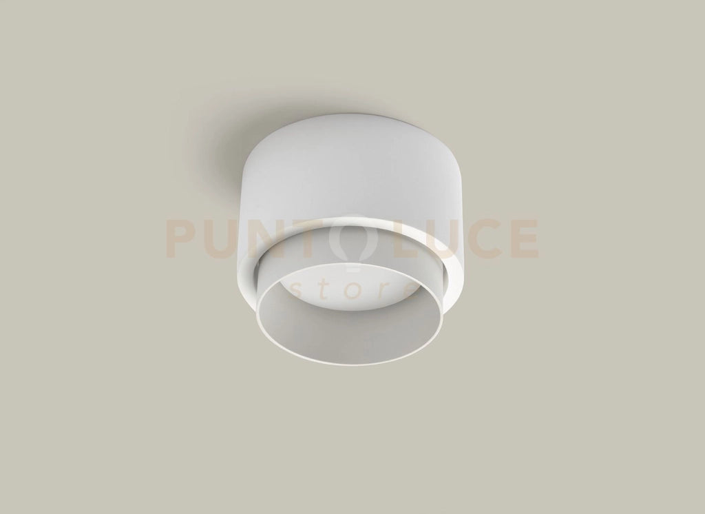 SYME lampada da Soffitto 1 Luce attacco GX53 Tonda bianca in gesso e alluminio d.9-11cm