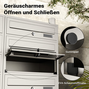 Cassetta postale condominiale autoportante, 10 posti, acciaio inox, 945 x 270 x 1500 mm, 2 moduli