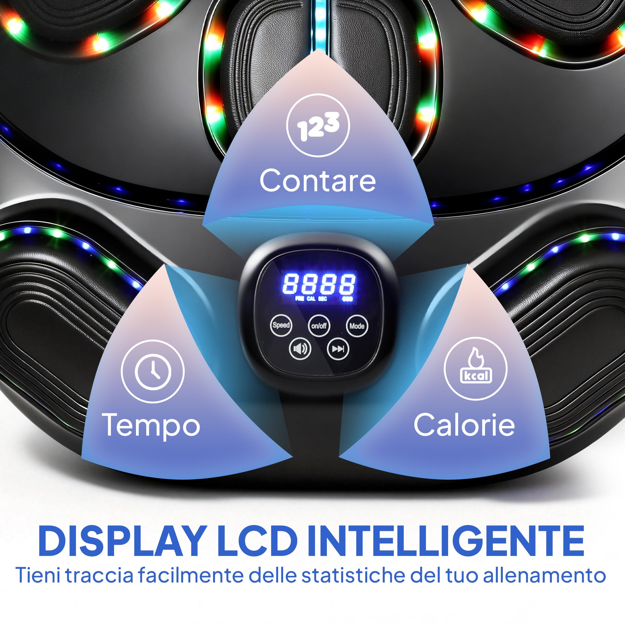 Macchina da Boxe a Parete con 9 Modalità Luci LED e Connessione Bluetooth 61x48x11 cm Nero