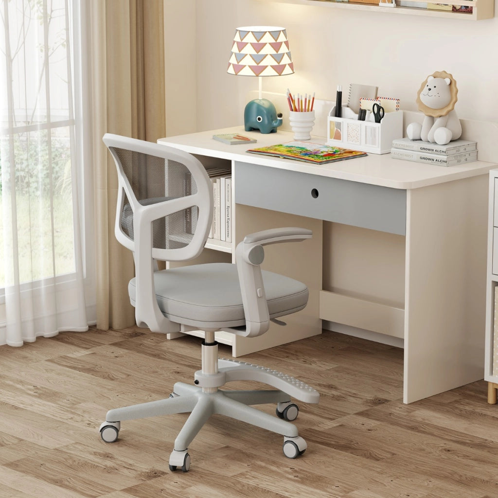 Sedia da studio con altezza regolabile da computer in rete, Sedia da scrivania per bambini ruote universali Grigio-Tavoli e sedie