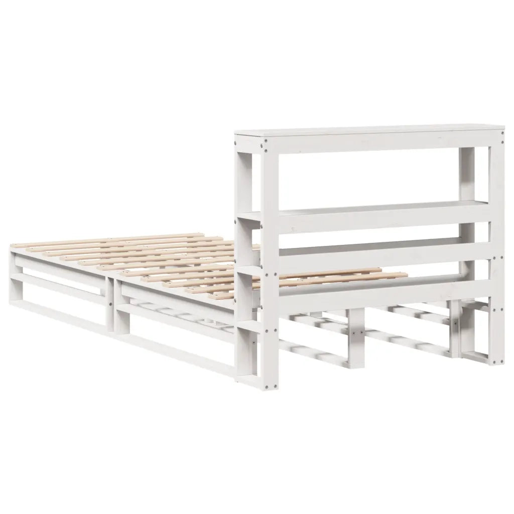 Letto senza Materasso Bianco 90x190 cm in Legno Massello Pino 3306514