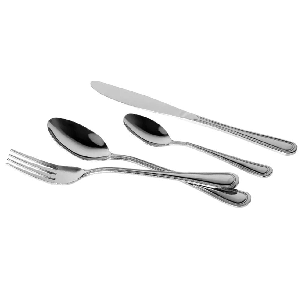 Trade Shop - Set Servizio Di Posate 24pz In Acciaio Inox Cucina Coltelli Forchette Design Moderno Lucido -