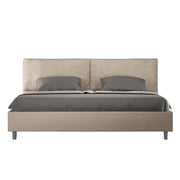 Letto Matrimoniale King Size 200x200 cm con Rete Imbottito in Similpelle Antea Large Tortora