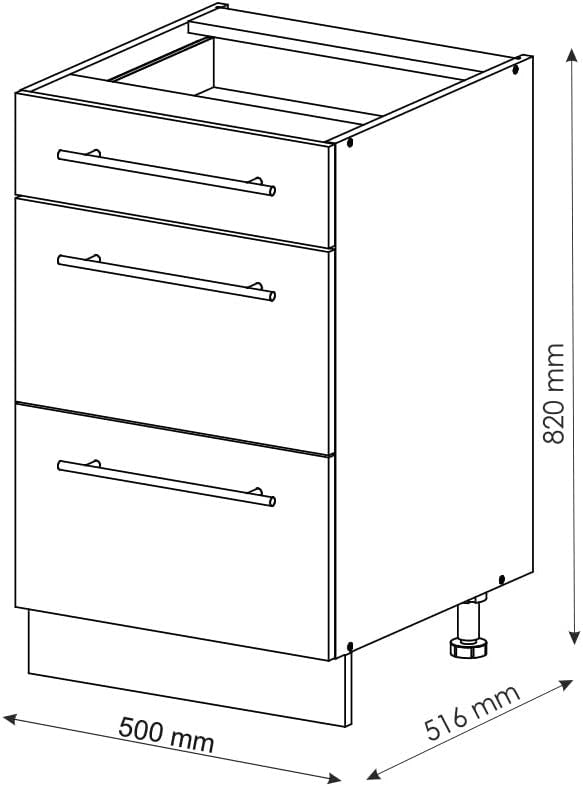 Mobiletto base per cucina Fame-Line, Antracite-oro, 50 cm senza piano di lavoro, per la combinazione con altri moduli della serie Fame-Line