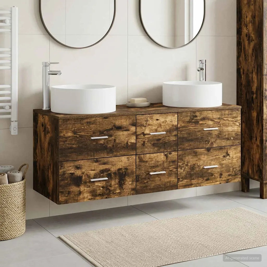 Set di mobili per il bagno 3 pz Rovere Fumo 3405959