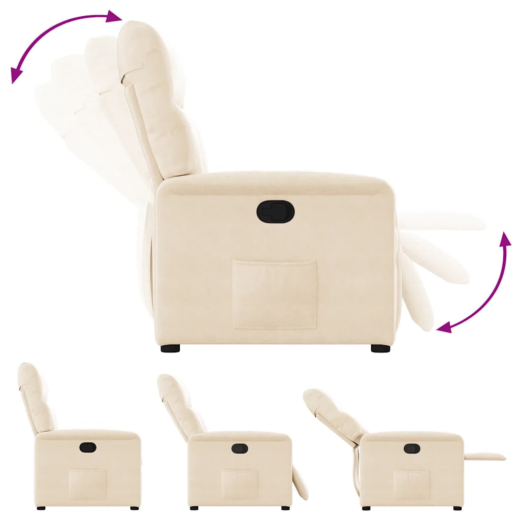 Poltrona Reclinabile Beige in Tessuto di Microfibra 4015568
