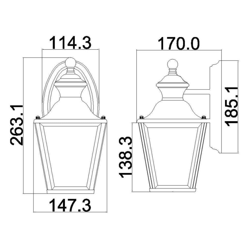 Applique esterna ottone lucido E27 60W Bay Shore Kichler