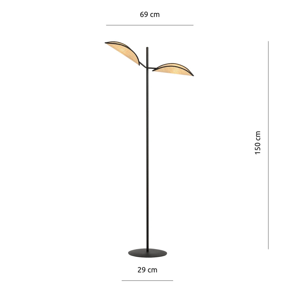 Piantana Moderno Eridano Acciaio Nero Marrone 2 Luci E14 Ip20