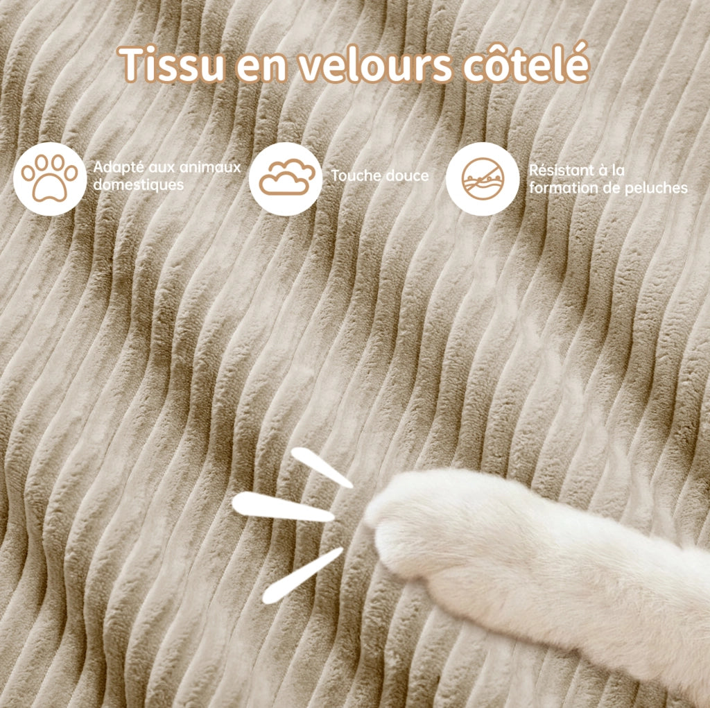Divano 3 posti modulare in tessuto a coste beige con braccioli ergonomici e imbottitura ad alta elasticità