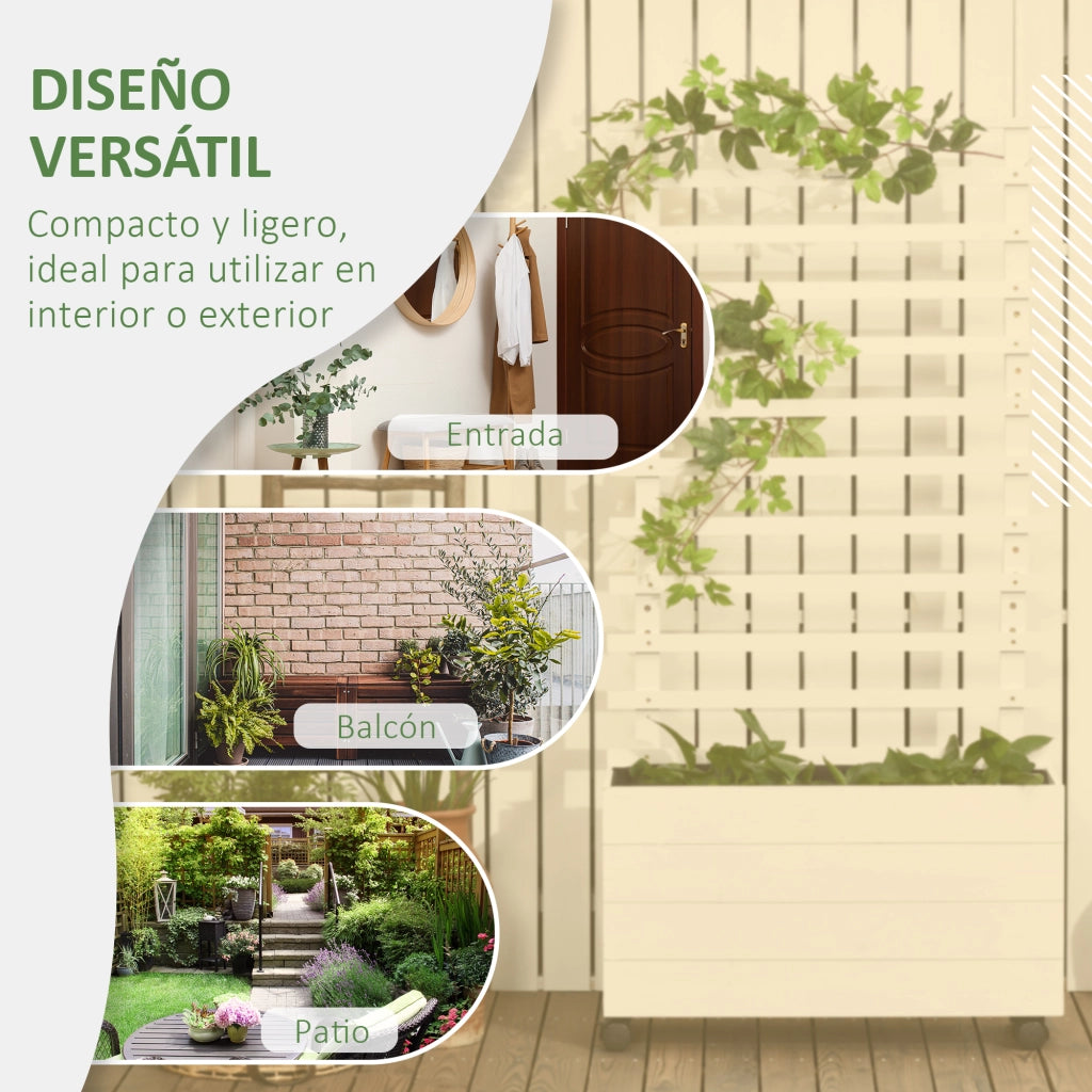 Fioriera con Graticcio in Legno Massello ¨C zephmum ¨C Bianco 76x30x155 cm