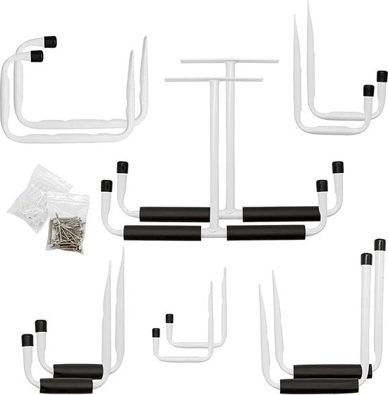 Set di 12 chiodi a muro per fissare in modo sicuro per la conservazione spaziale di biciclette - scale - attrezzi da giardino