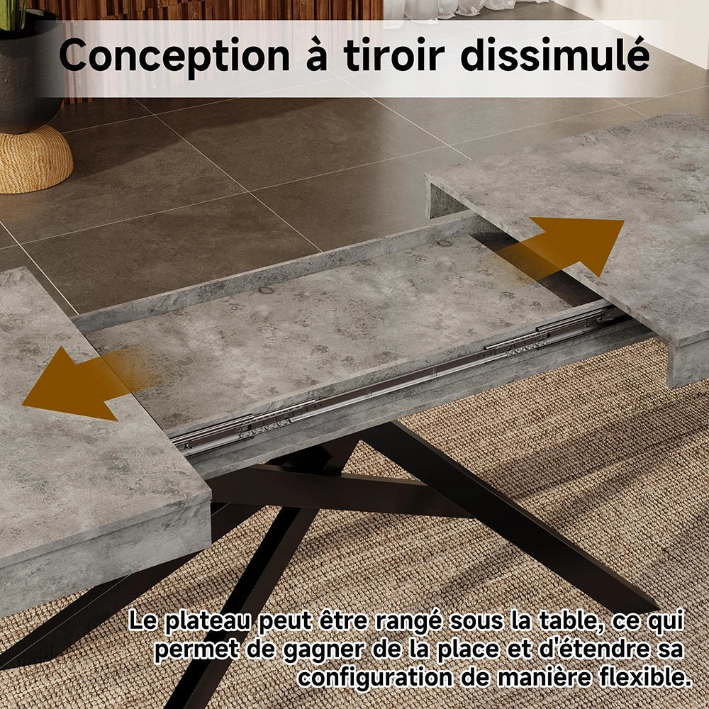 Tavolo Estensibile Xylo 140/180x80cm - Grigio e Piedi Metallici