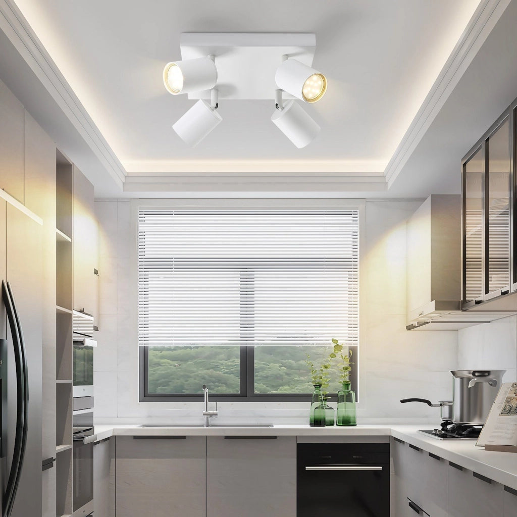 ZMH Faretto da soffitto 4 luci GU10 orientabili 330° per corridoio
