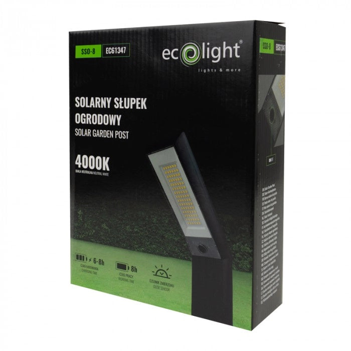 Lampada solare paletto nero LED 1,5W crepuscolare Ecolight