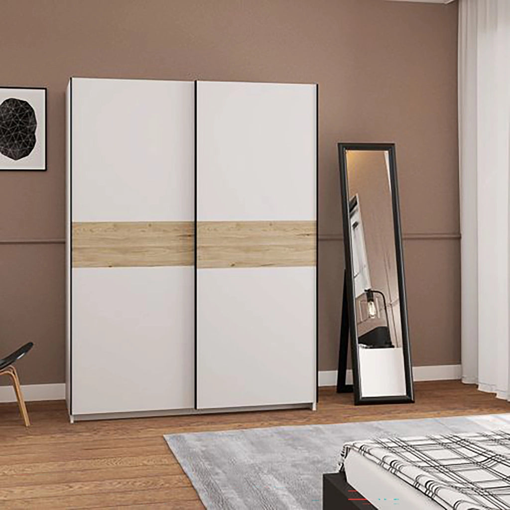 Armadio Camera da Letto Manita, Guardaroba 2 Ante 2 Ripiani, 150x204h cm Bianco