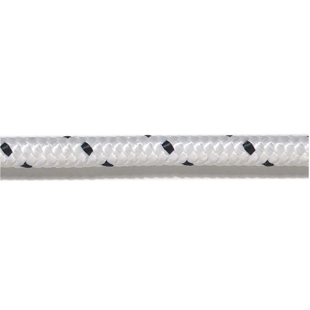 Treccia in poliestere diametro 14 mm serie standard bobina da 200 metri bianca f.segnale nero nautica