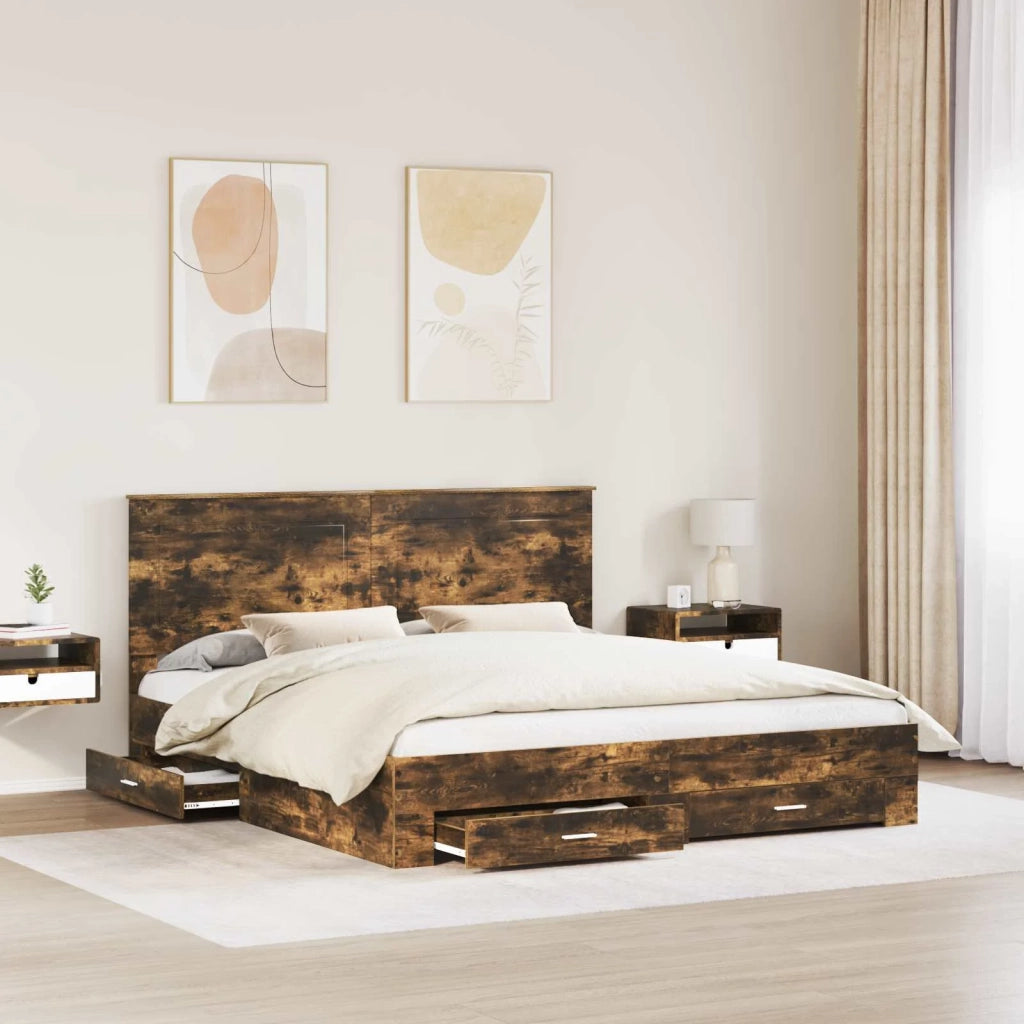 Struttura del letto Rovere fumé 200 x 200 cm Legno multistrato